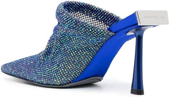 Benedetta Bruzziches crystal embellished square toe mules Blue