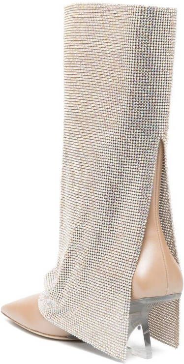 Benedetta Bruzziches Virginia 95mm crystal-drape boots Neutrals