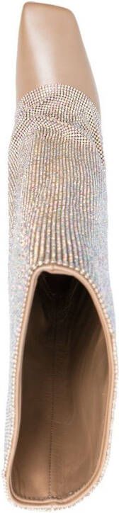 Benedetta Bruzziches Virginia 95mm crystal-drape boots Neutrals