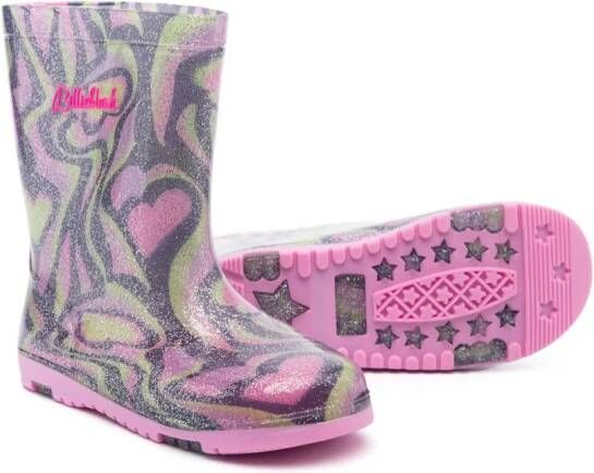 Billieblush abstract-print wellies Pink