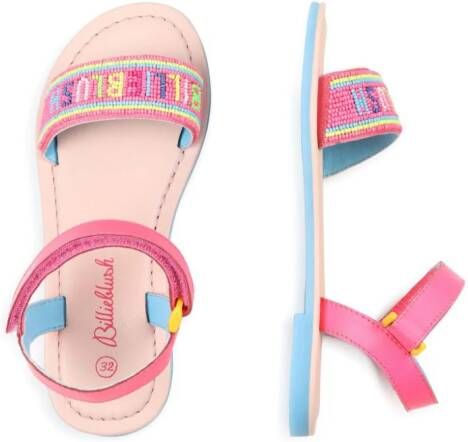 Billieblush bead-embellished logo sandals Pink