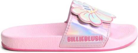 Billieblush floral-appliqué iridescent-finish slides Pink