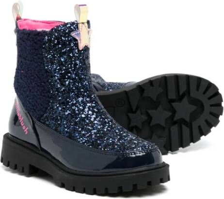 Billieblush glitter panelled ankle boots Blue