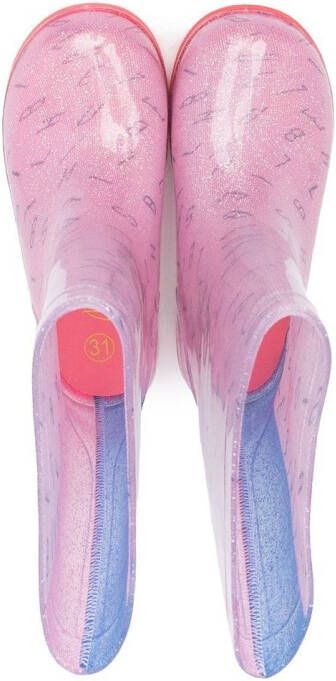 Billieblush graphic-print glittered wellies Pink