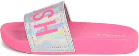 Billieblush logo-print iridescent slides Pink