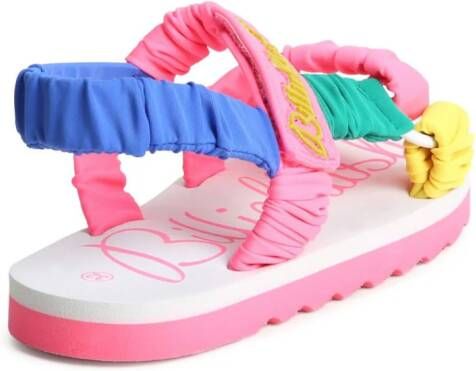 Billieblush ruched-satin touch-strap sandals Pink