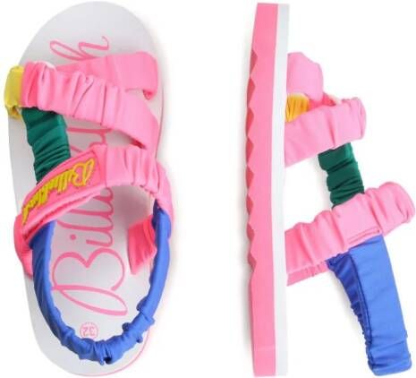 Billieblush ruched-satin touch-strap sandals Pink