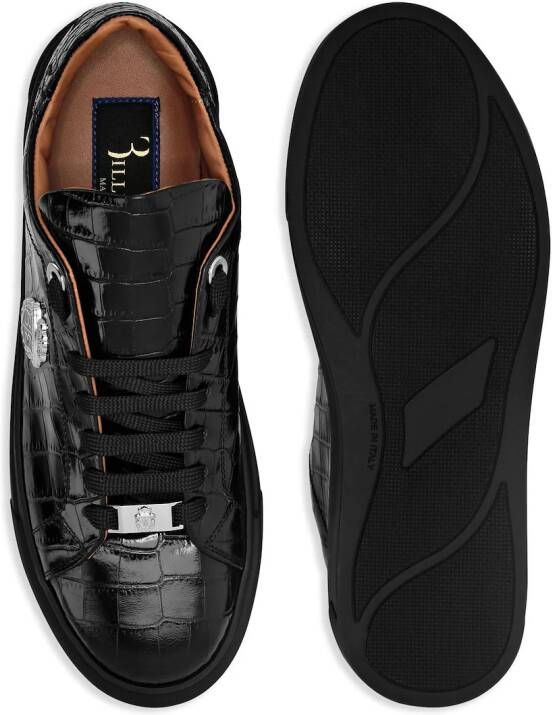 Billionaire Croco-print logo-plaque leather sneakers Black
