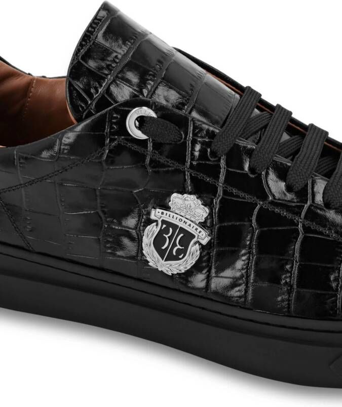 Billionaire Croco-print logo-plaque leather sneakers Black