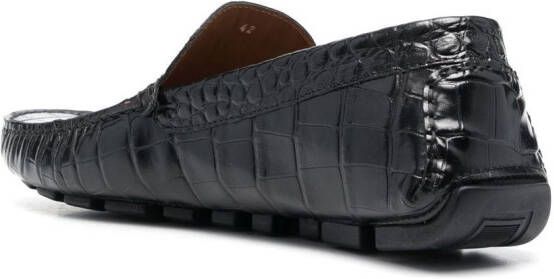 Billionaire crocodile-effect leather moccasin Black