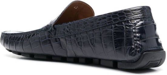 Billionaire crocodile-effect leather moccasin Blue