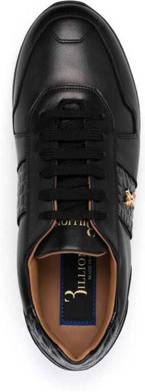 Billionaire crocodile-effect logo-plaque leather sneakers Black