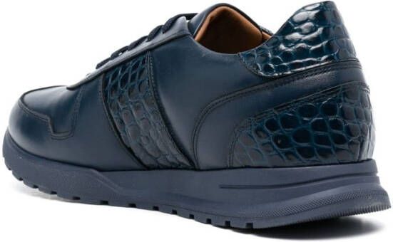 Billionaire crocodile-effect logo-plaque leather sneakers Blue