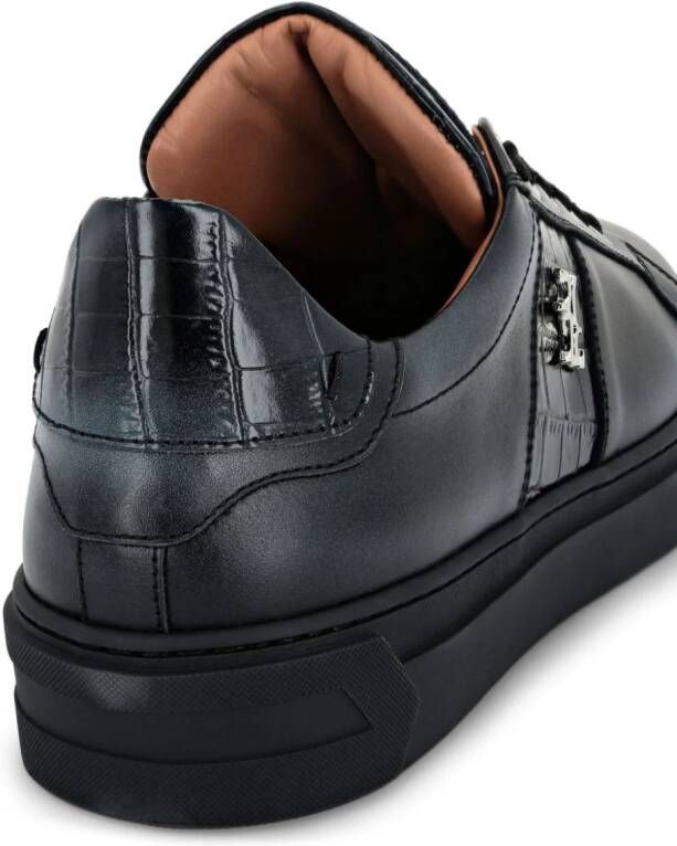 Billionaire crocodile-embossed leather sneakers Black