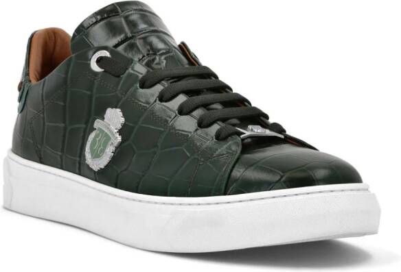 Billionaire crocodile-embossed leather sneakers Green