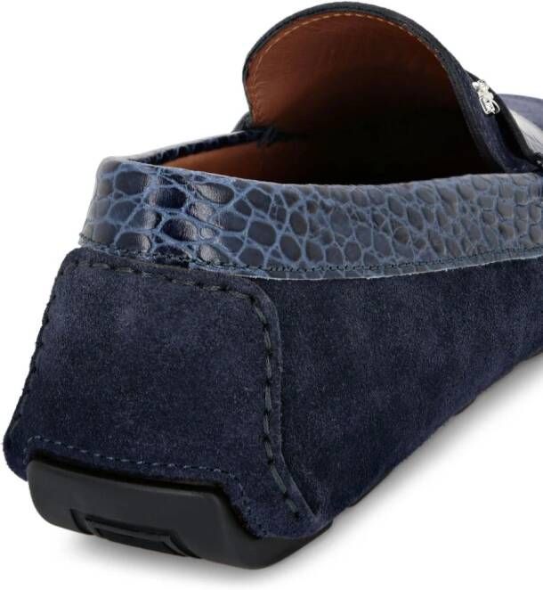Billionaire crocodile-trim suede loafers Blue