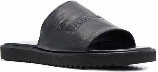 Billionaire Leather Flat Gummy Sandals Black