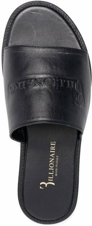 Billionaire Leather Flat Gummy Sandals Black