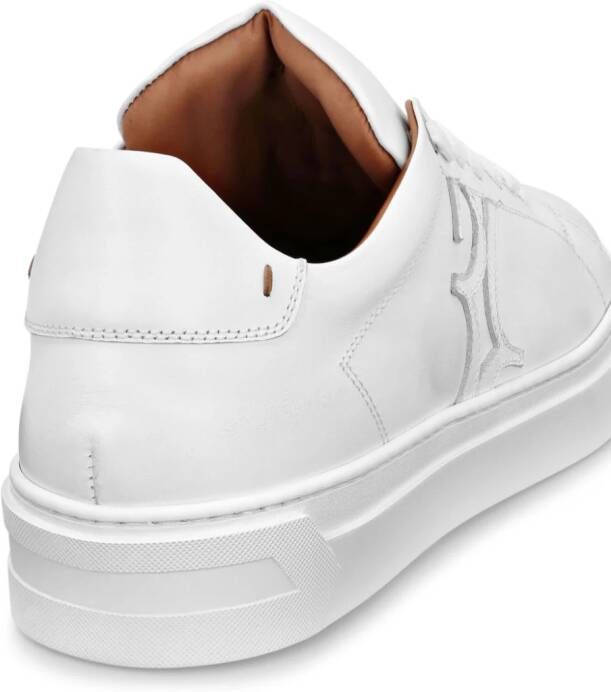 Billionaire logo-appliqué leather sneakers White