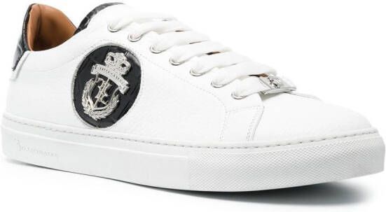 Billionaire logo-crest leather sneakers White