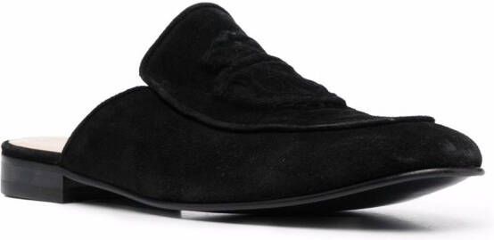 Billionaire logo embossed suede mules Black