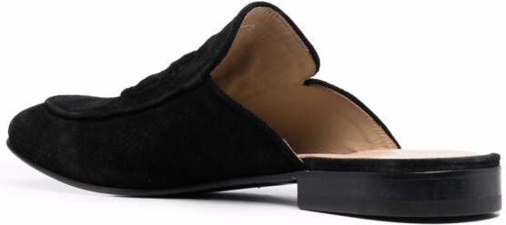 Billionaire logo embossed suede mules Black