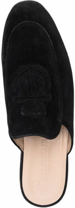 Billionaire logo embossed suede mules Black