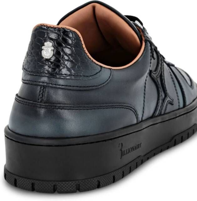 Billionaire logo-patch leather sneakers Black
