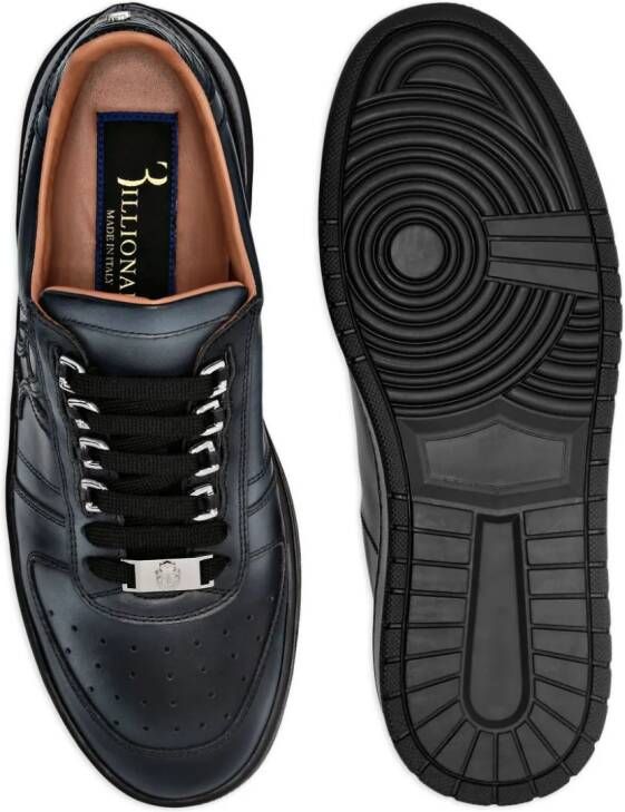 Billionaire logo-patch leather sneakers Black