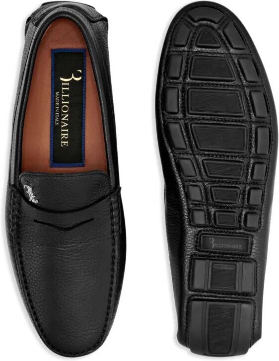 Billionaire logo-plaque leather loafers Black