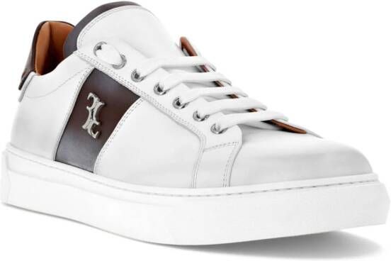 Billionaire logo-plaque leather sneakers White