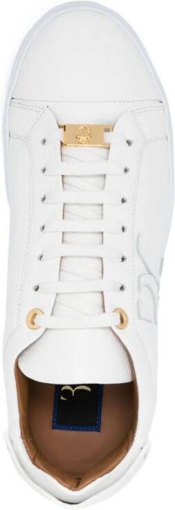 Billionaire logo-plaque low-top leather sneakers White