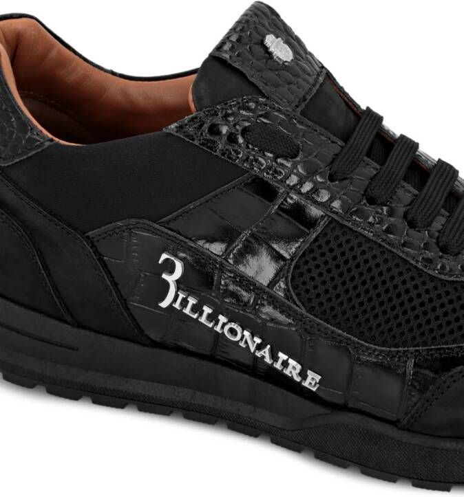 Billionaire logo-print panelled leather sneakers Black