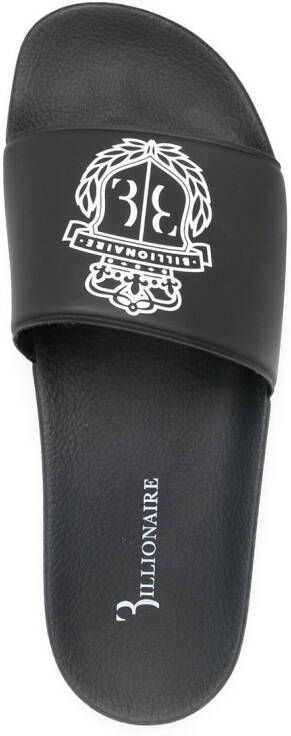 Billionaire logo-print slides Black