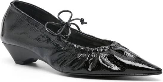 Bimba y Lola + Black flat lace-up leather shoe