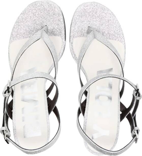 Bimba y Lola 75mm glittered sandals Silver