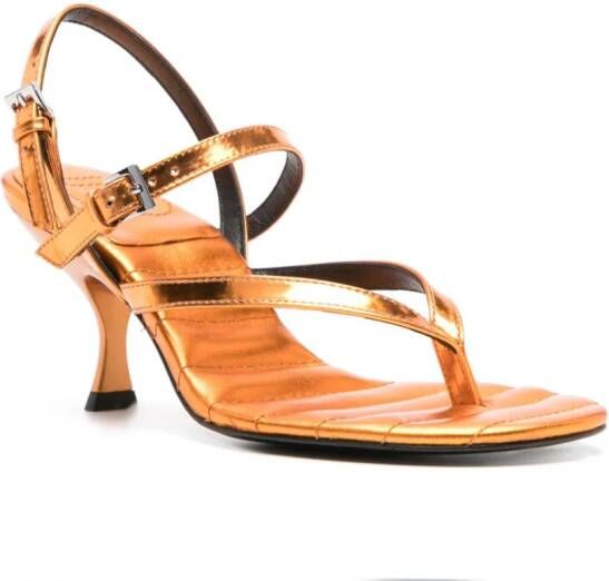 Bimba y Lola 75mm metallic leather sandals Orange