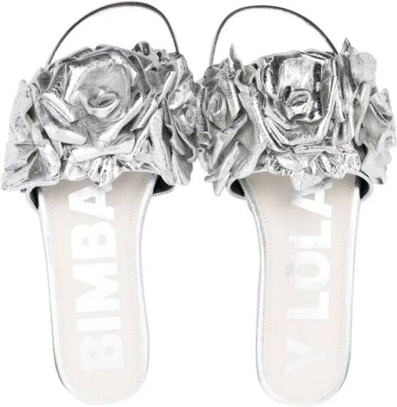 Bimba y Lola floral-appliqué leather sandals Silver