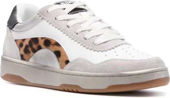 Bimba y Lola leopard-print panelled sneakers White