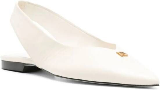 Bimba y Lola logo-plaque leather ballerina shoes White