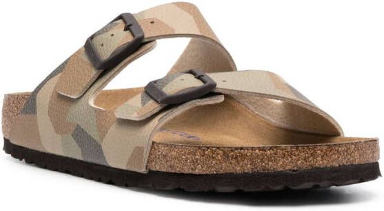 Birkenstock abstract-print slip-on sandals Brown