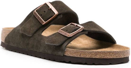 Birkenstock Arizona buckled suede sandals Brown