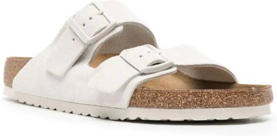 Birkenstock Arizona suede sandals White