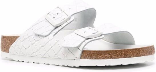 Birkenstock Arizona woven slides White