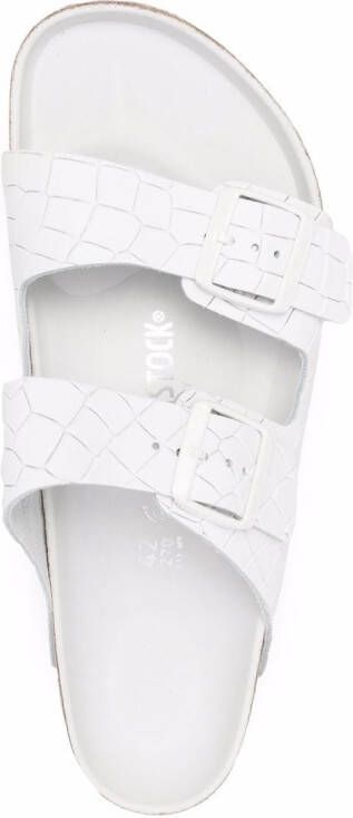 Birkenstock Arizona woven slides White