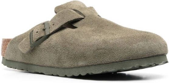 Birkenstock Boston buckle-detail suede clogs Green