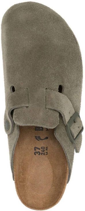 Birkenstock Boston buckle-detail suede clogs Green