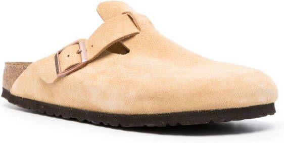 Birkenstock Boston buckled suede sandals Neutrals