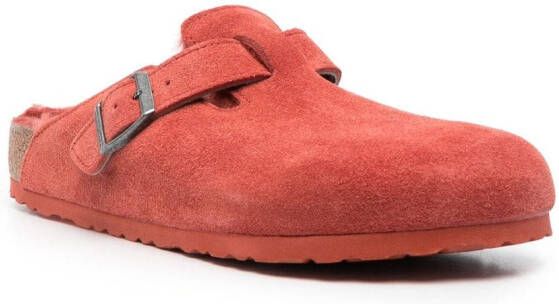 Birkenstock Boston Shearling suede slippers Red