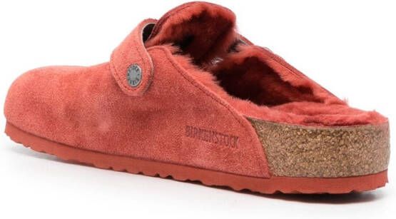 Birkenstock Boston Shearling suede slippers Red